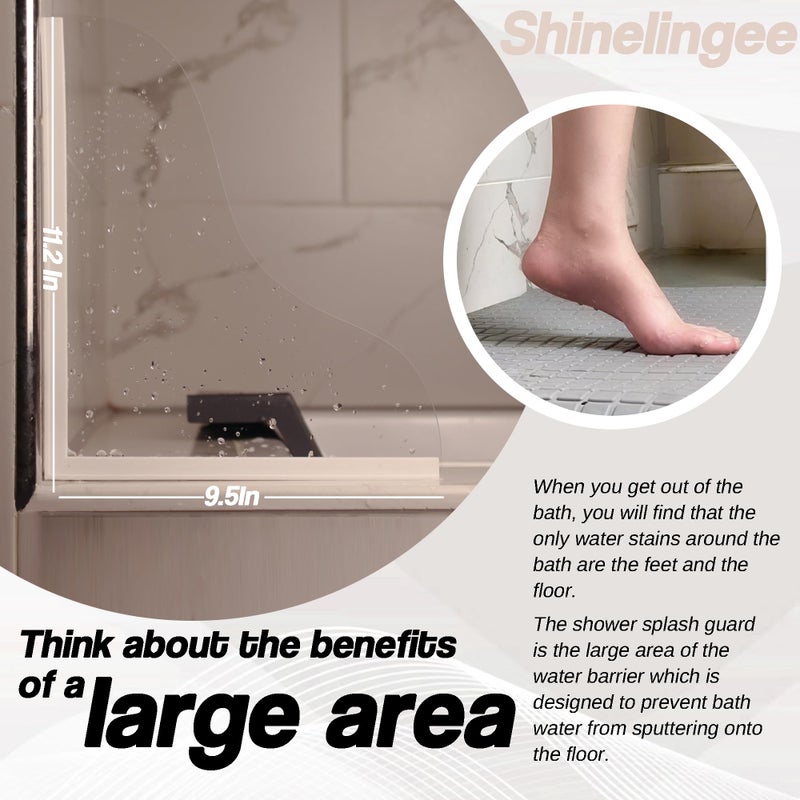 Shineligee 2 حزمة تحديث دش سبلاش الحرس، حراس سبلاش كبيرة لحوض الاستحمام، يتكون من قاعدة السيليكون ولوحة الاكريليك، والحفاظ على الماء في الحمام أو الحمام، ركن دش سبلاش الحرس - Image 3